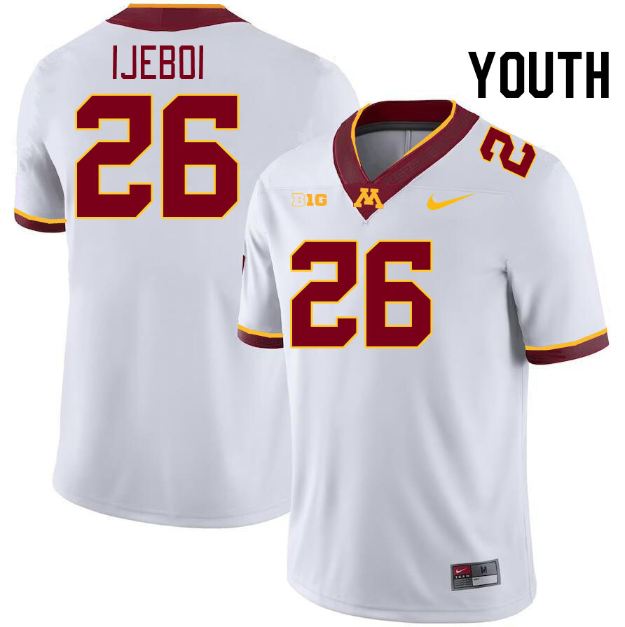 Youth #26 Fame Ijeboi Minnesota Golden Gophers College Football Jerseys Stitched-White